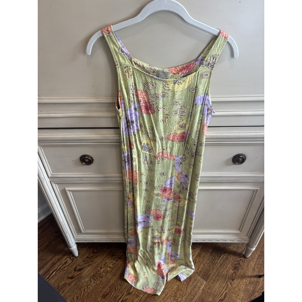 Sigrid Olson Sport Vintage Green Floral Slip Midi Dress NWT 4 Sleeveless Fairy